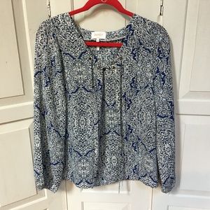 Laundry by Shelli Segal Blue & White Paisley Tunic